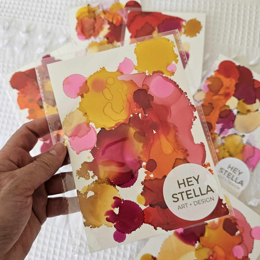 TEQUILA SUNRISE EXPRESSIVE ABSTRACT ORIGINAL INK ART MINIS image 1