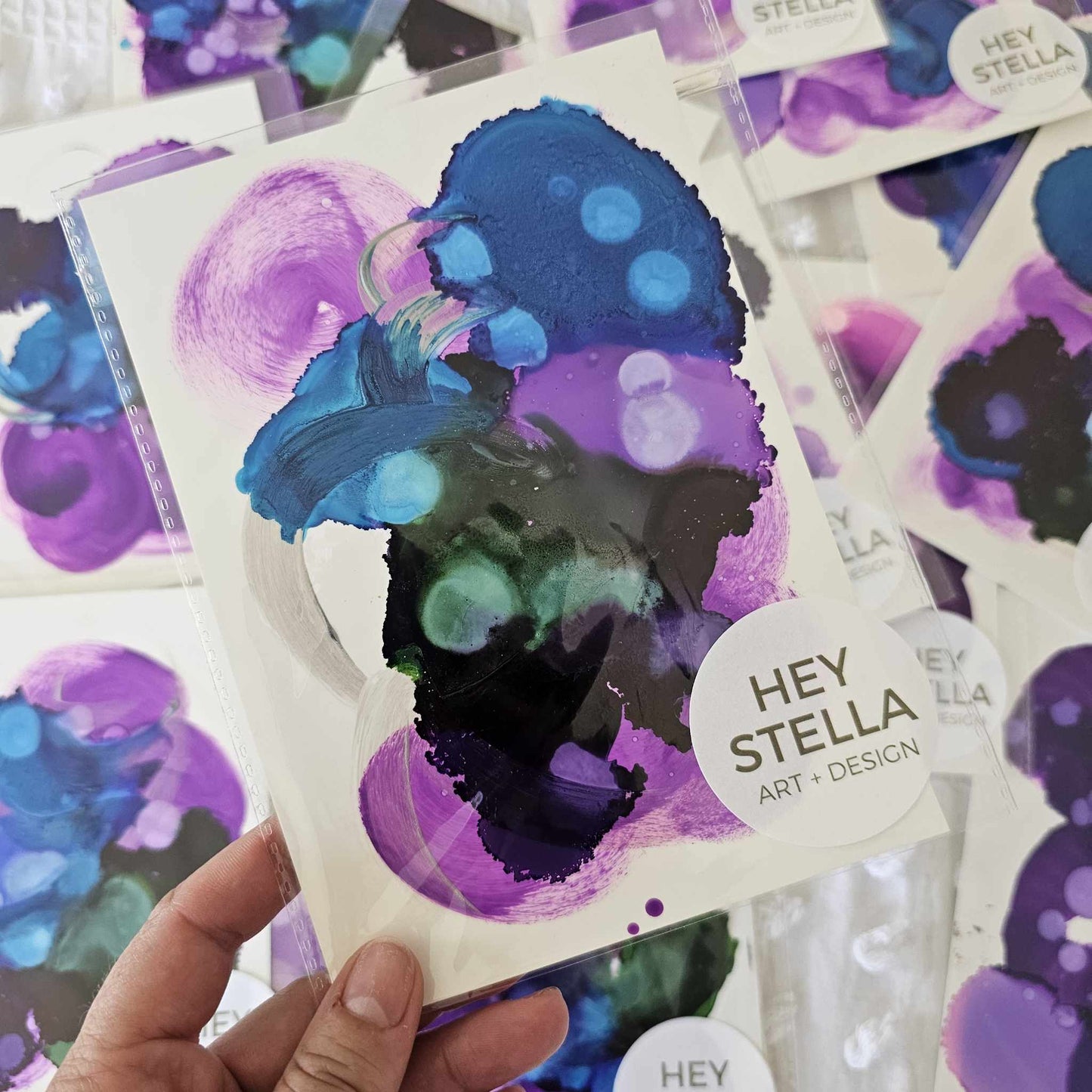 ROYAL BLUEBERRY EXPRESSIVE ABSTRACT ORIGINAL INK ART MINIS image 3