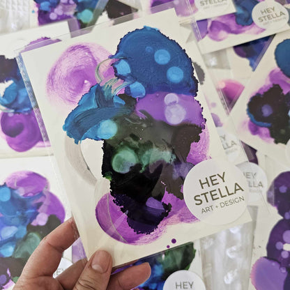 ROYAL BLUEBERRY EXPRESSIVE ABSTRACT ORIGINAL INK ART MINIS image 3