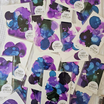 ROYAL BLUEBERRY EXPRESSIVE ABSTRACT ORIGINAL INK ART MINIS image 2