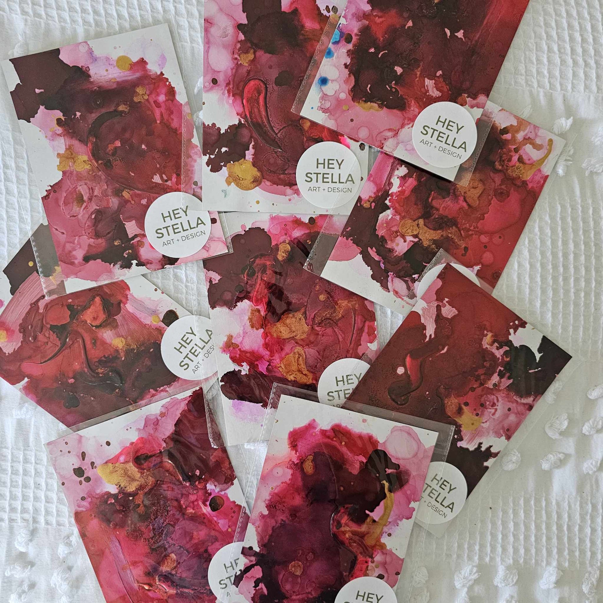 RED WINE VELVET EXPRESSIVE ABSTRACT ORIGINAL INK ART MINIS image 2