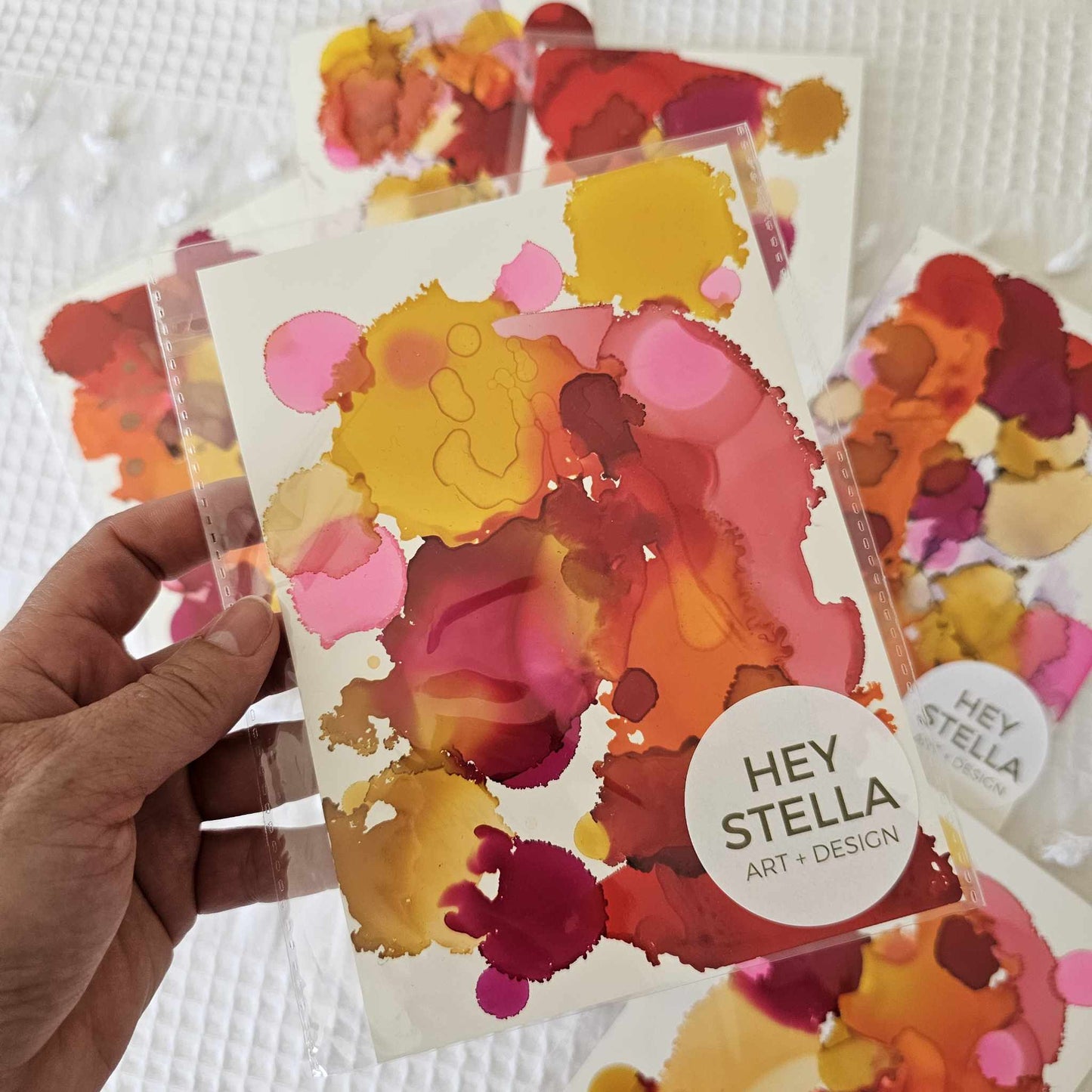 TEQUILA SUNRISE EXPRESSIVE ABSTRACT ORIGINAL INK ART MINIS image 0