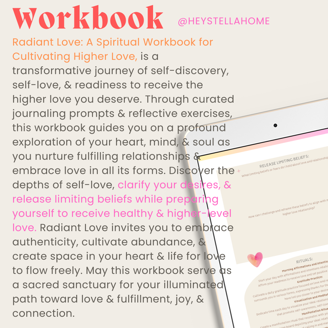 MAGNETIZING RADIANT LOVE Workbook, Journaling Ritual Printable Guide to Higher Love