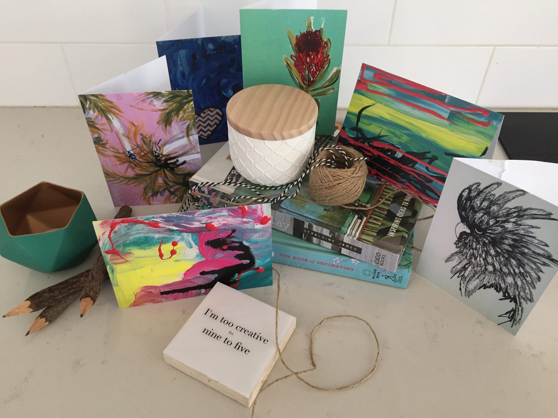 PACK OF 6 x BLANK INSIDE AUSTRALIAN ART GREETING CARDS image 2