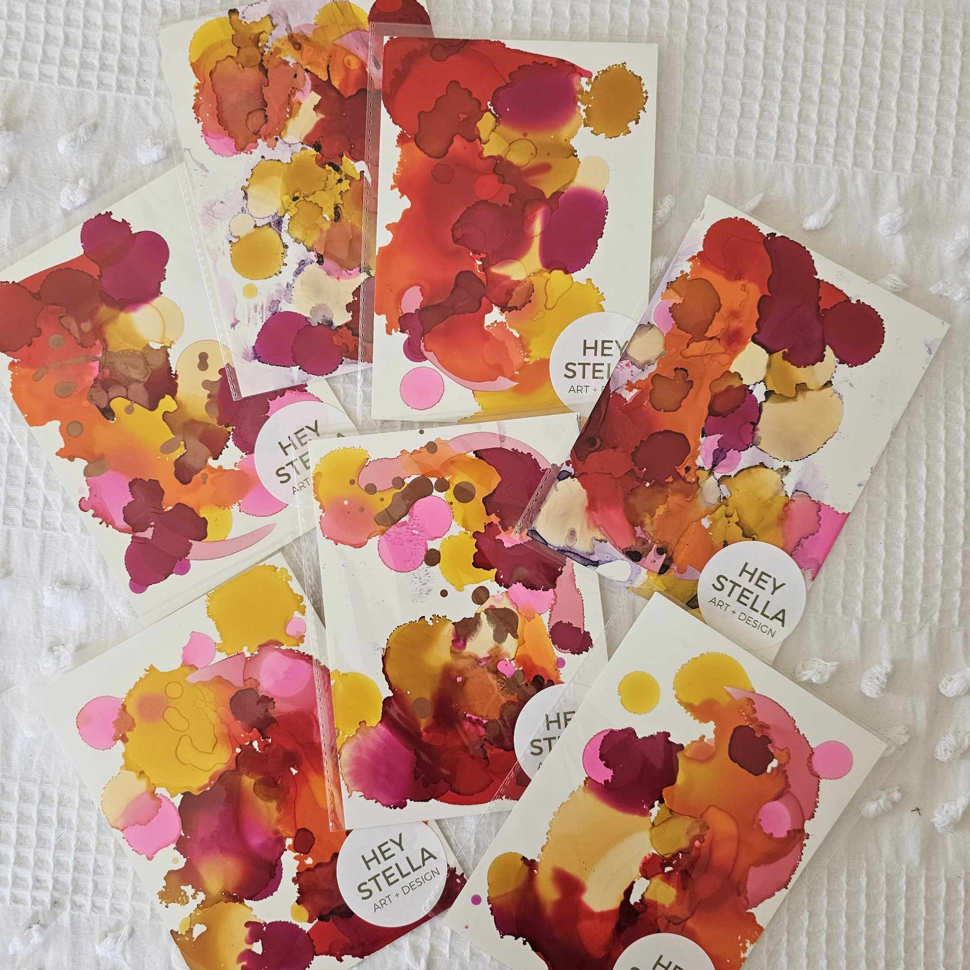 TEQUILA SUNRISE EXPRESSIVE ABSTRACT ORIGINAL INK ART MINIS image 2
